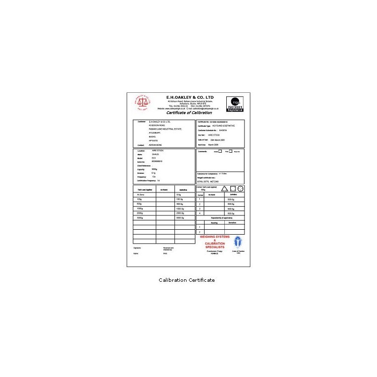 ISO Traceable Calibration Certificate