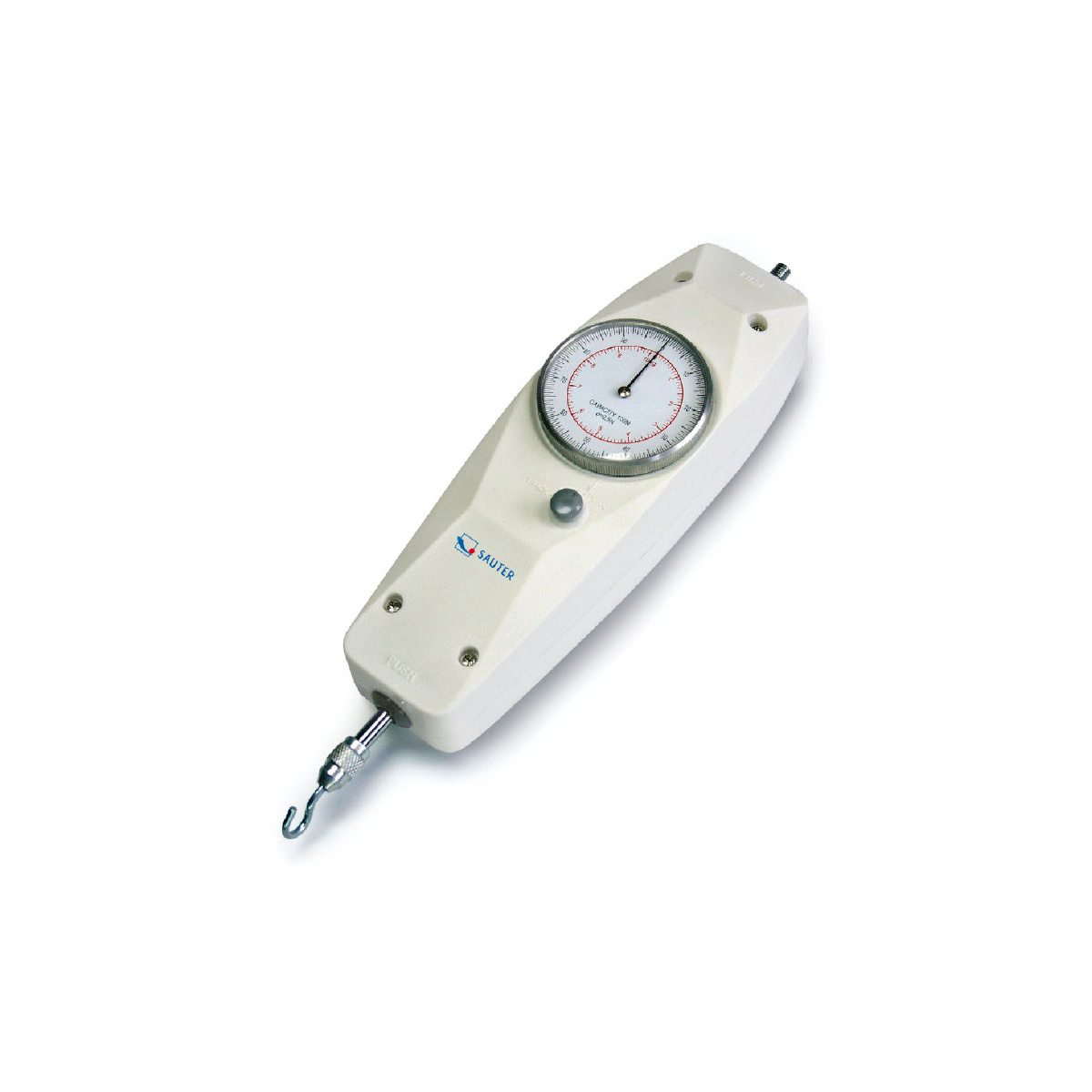 Force gauge for measuring push and pull forces and peak hold function